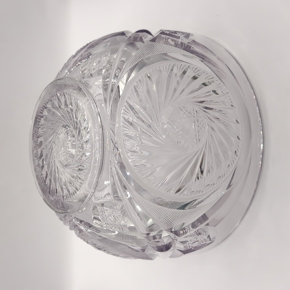 Antique / Vtg 1904-1927 McKee Prescut Aztec Covered Brilliant Glass Crystal Bowl - Picture 4 of 12